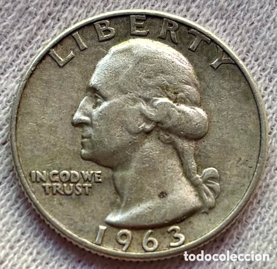 Monedas antiguas de Am&eacute;rica: Moneda PLATA USA 1/4 D&oacute;lar 1963-D EEUU Estados Unidos Quarter Dollar