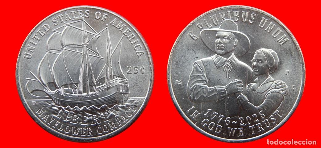 Monedas antiguas de Am&eacute;rica: 25 CENTAVOS QUARTER 2026-P MAYFLOWER SIN CIRCULAR USA-8890SC