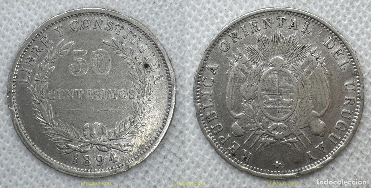 Monedas antiguas de Am&eacute;rica: 5528 URUGUAY 1894 URUGUAY 50 Centesimos 1894 A