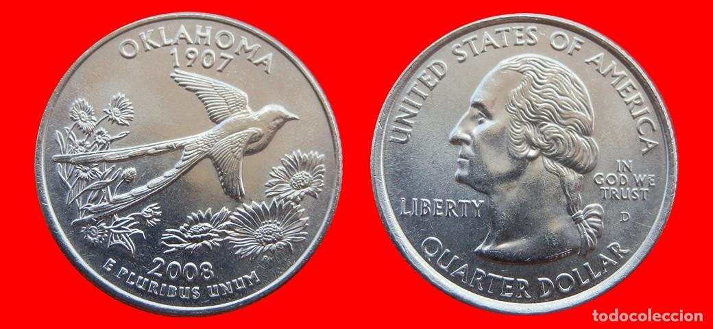 Monedas antiguas de Am&eacute;rica: 25 CENTAVOS QUARTER 2008-D OKLAHOMA SIN CIRCULAR USA-9161SC
