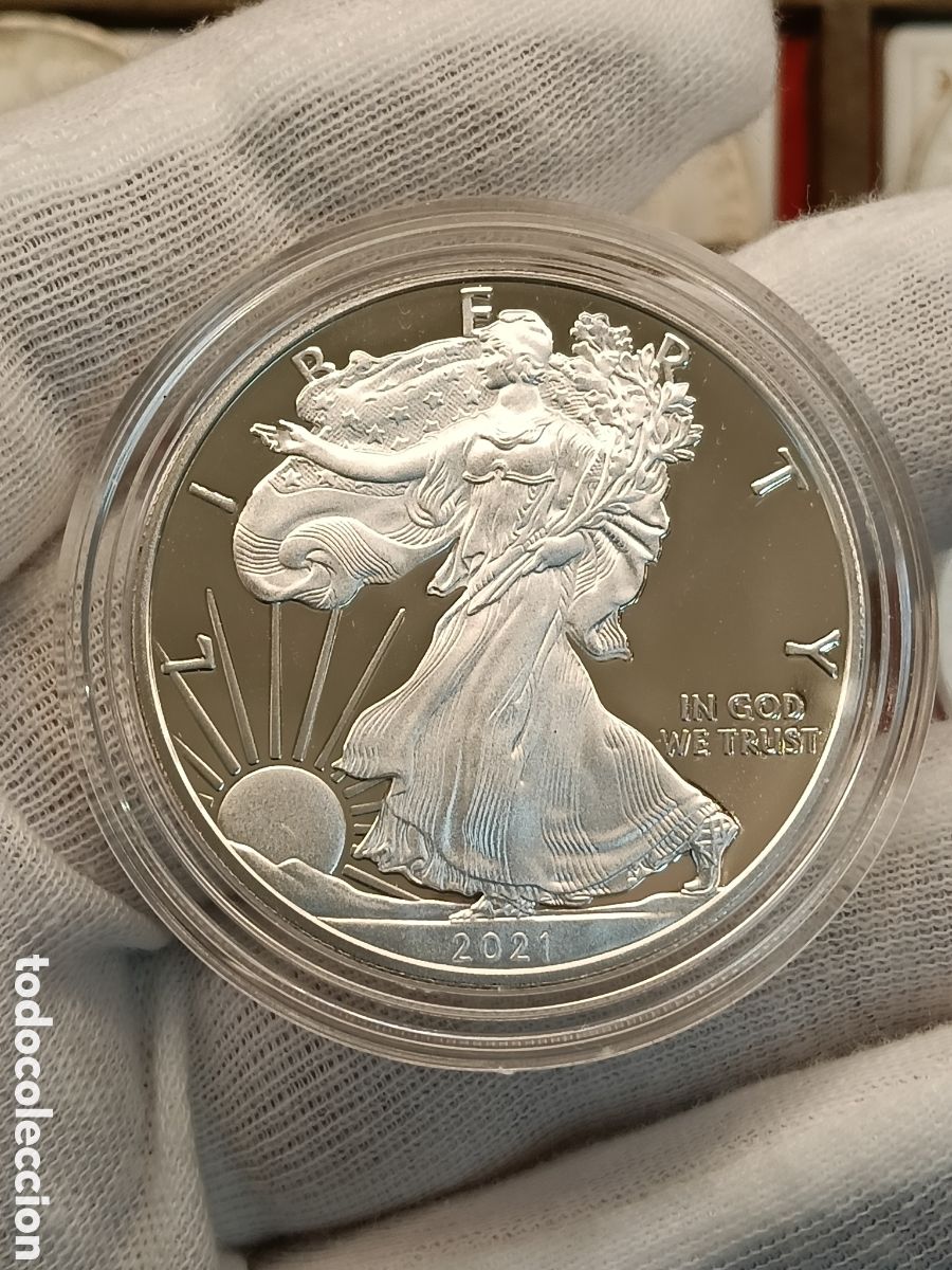 Monedas antiguas de Am&eacute;rica: 1 ONZA PLATA 999. ESTADOS UNIDOS 1 DOLAR A&Ntilde;O 2021 . PROOF . ONZA PLATA PURA
