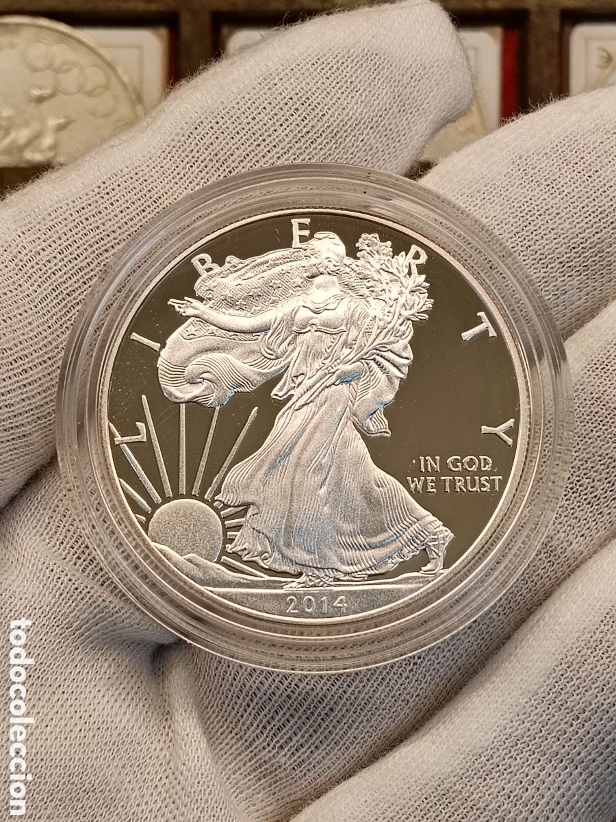 Monedas antiguas de Am&eacute;rica: 1 ONZA PLATA 999. ESTADOS UNIDOS 1 DOLAR A&Ntilde;O 2014 . PROOF . ONZA PLATA PURA