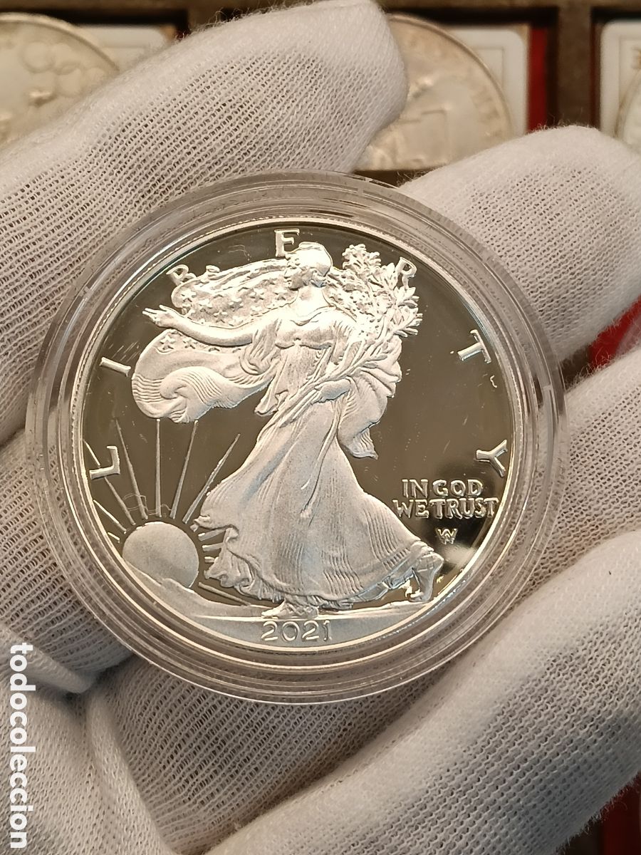 Monedas antiguas de Am&eacute;rica: 1 ONZA PLATA 999. ESTADOS UNIDOS 1 DOLAR A&Ntilde;O 2021 . PROOF . ONZA PLATA PURA