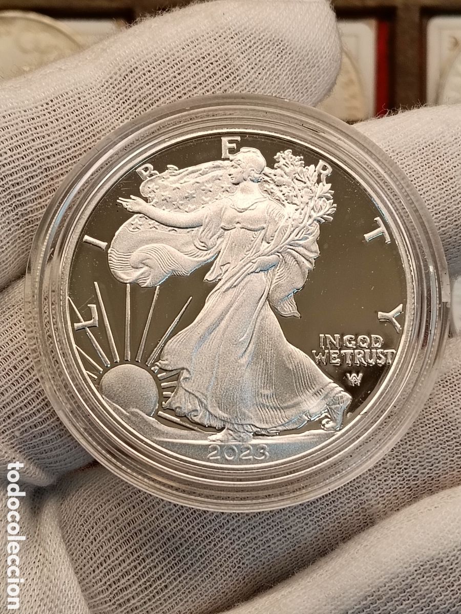Monedas antiguas de Am&eacute;rica: 1 ONZA PLATA 999. ESTADOS UNIDOS 1 DOLAR A&Ntilde;O 2023. PROOF . ONZA PLATA PURA