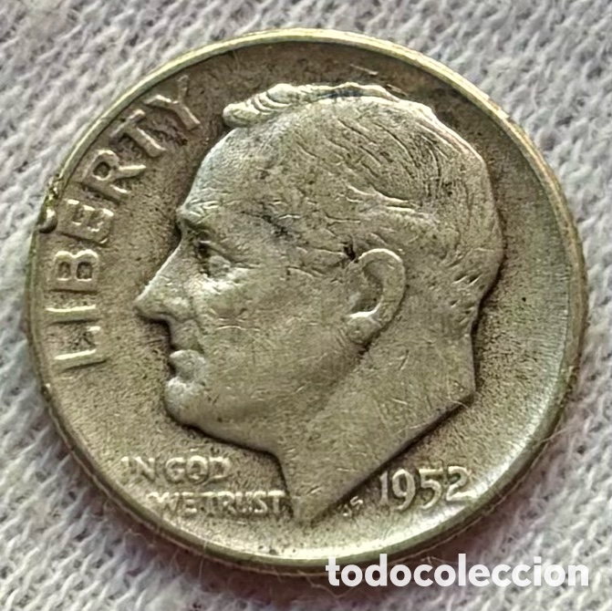 Monedas antiguas de Am&eacute;rica: Moneda PLATA USA 1 Dime 1952. EEUU Estados Unidos