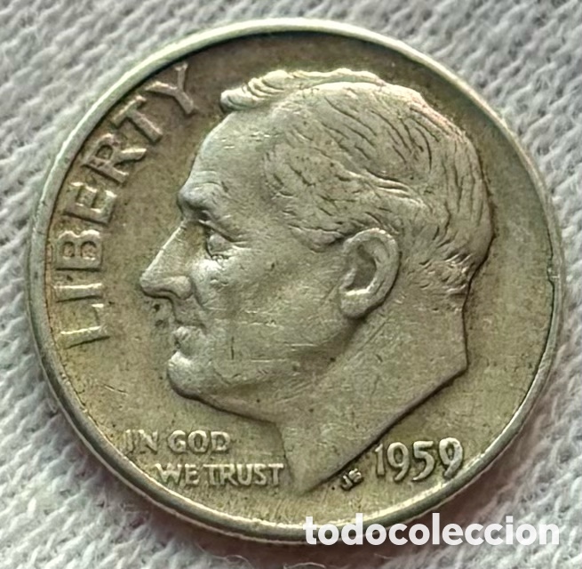 Monedas antiguas de Am&eacute;rica: Moneda PLATA USA 1 Dime 1959-D EEUU Estados Unidos