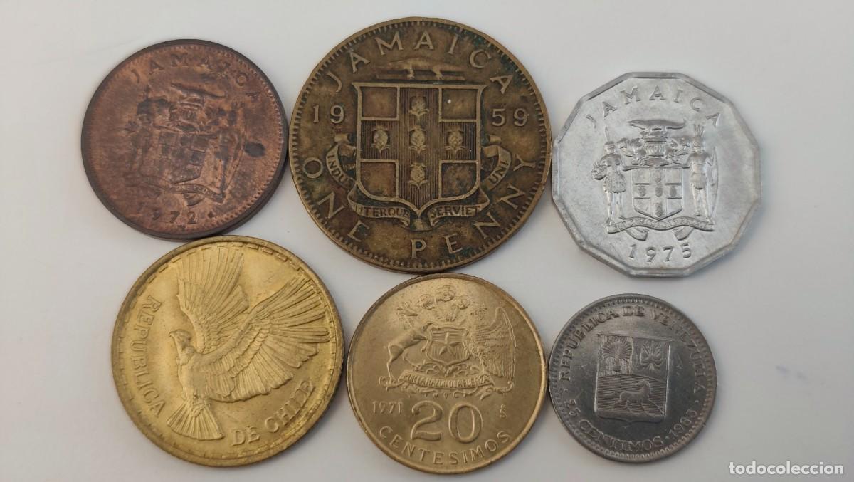 Monedas antiguas de Am&eacute;rica: LOTE DE MONEDAS - JAMAICA 1 P 1959 1 C 1972 1 C 1975 - CHILE 5 C 1970 20 C 1971 VENEZUELA 25 C 1965