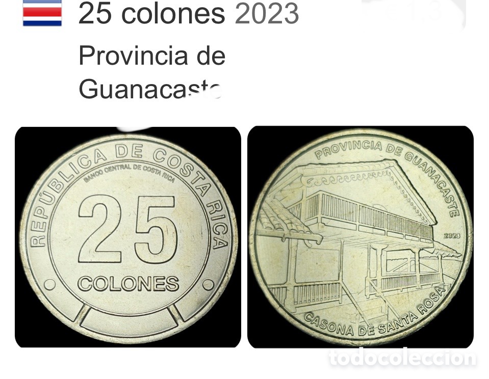 Monedas antiguas de Am&eacute;rica: Costa Rica 2023 25 colones Guanacaste