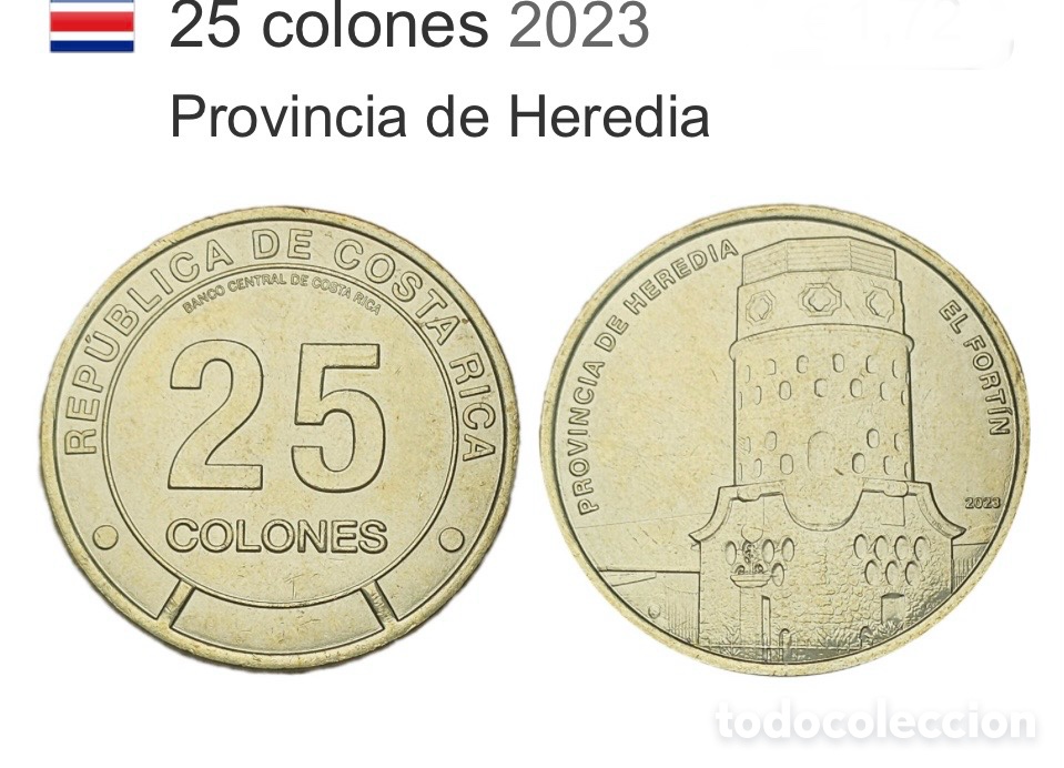 Monedas antiguas de Am&eacute;rica: Costa Rica 25 colones 2023 Heredia