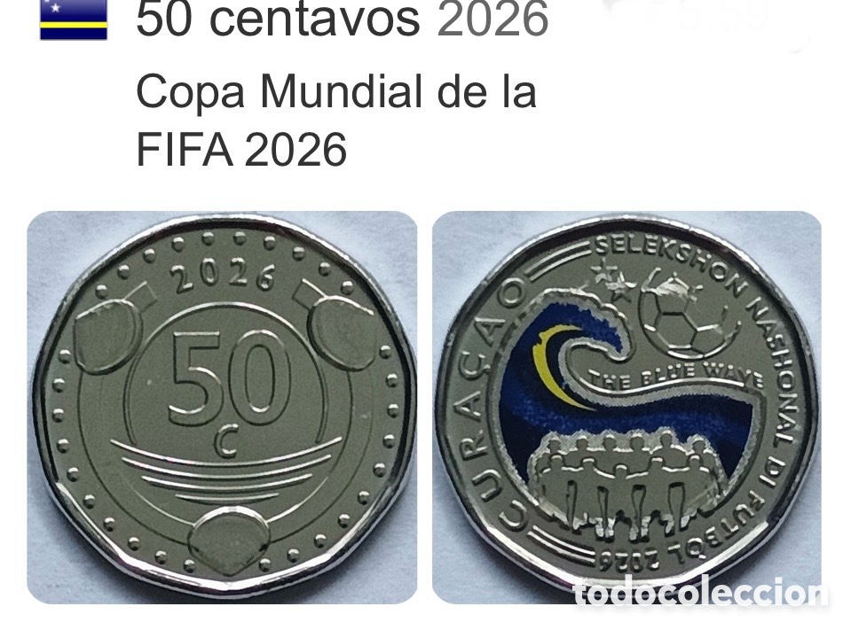 Monedas antiguas de Am&eacute;rica: Curazao 2026 FIFA 50 centavos