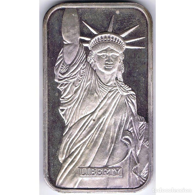 Monedas antiguas de Am&eacute;rica: ESTADOS UNIDOS DE AMERICA USA LINGOTE ONZA TROY PLATA PURA 1988 LIBERTY TRADE SILVER