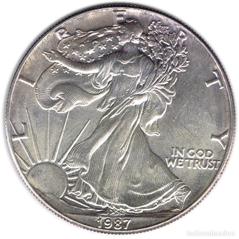 Monedas antiguas de Am&eacute;rica: ESTADOS UNIDOS DE AMERICA USA DOLLAR ONZA PLATA PURA 1987 LIBERTY SILVER OZ
