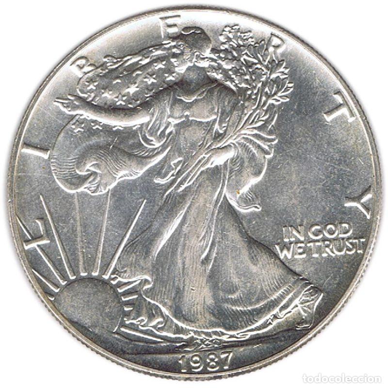 Monedas antiguas de Am&eacute;rica: ESTADOS UNIDOS DE AMERICA USA DOLLAR ONZA PLATA PURA 1987 LIBERTY SILVER OZ