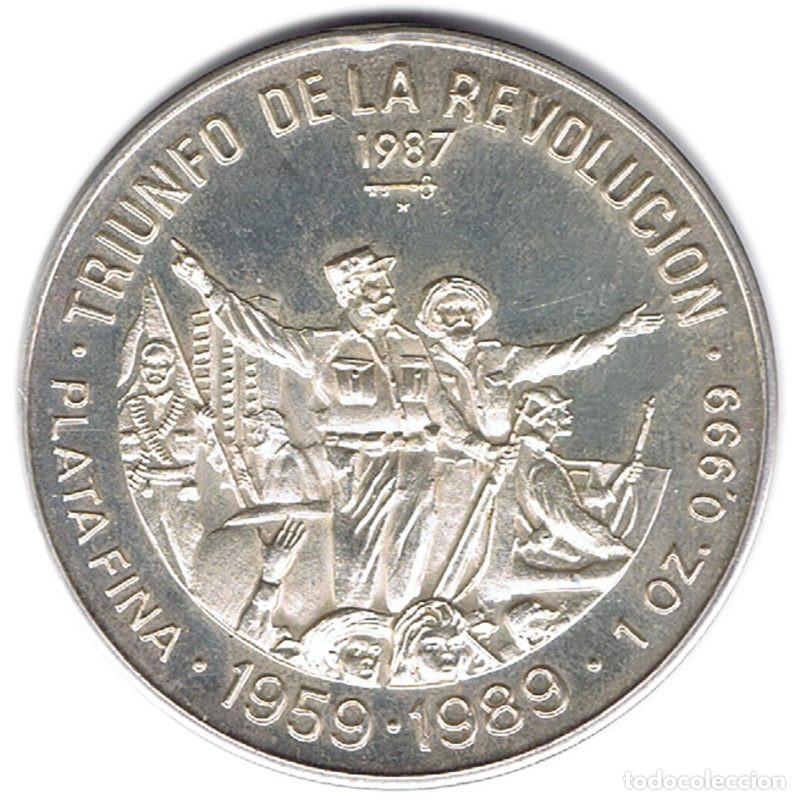 Monedas antiguas de Am&eacute;rica: CUBA 10 PESOS ONZA DE PLATA PURA 1987 TRIUNFO DE LA REVOLUCION SILVER OZ