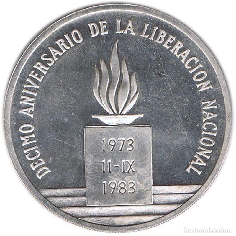 Monedas antiguas de Am&eacute;rica: CHILE ONZA DE PLATA FINA 1983 DECIMO ANIVERSARIO LIBERACION NACIONAL