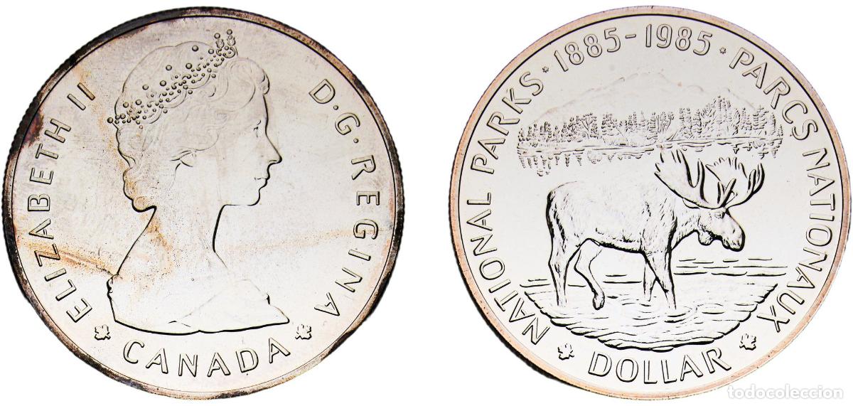 Monedas antiguas de Am&eacute;rica: Canada Commonwealth 1985 1 Dollar - Elizabeth II (National Parks) Silver (.500) Ottawa Mint (162873