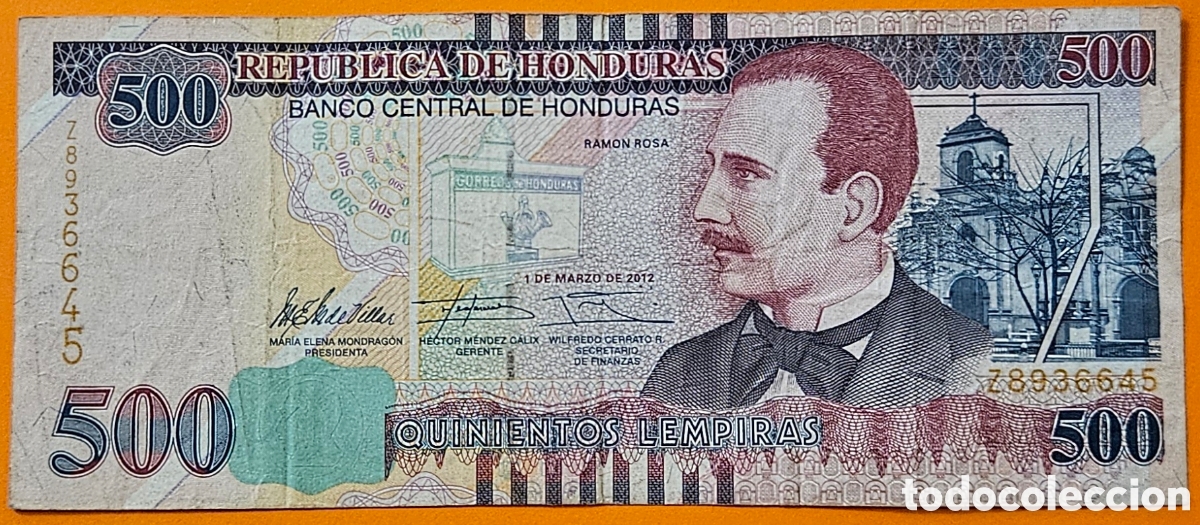Monedas antiguas de Am&eacute;rica: HONDURAS, 500 LEMPIRAS, 2012.
