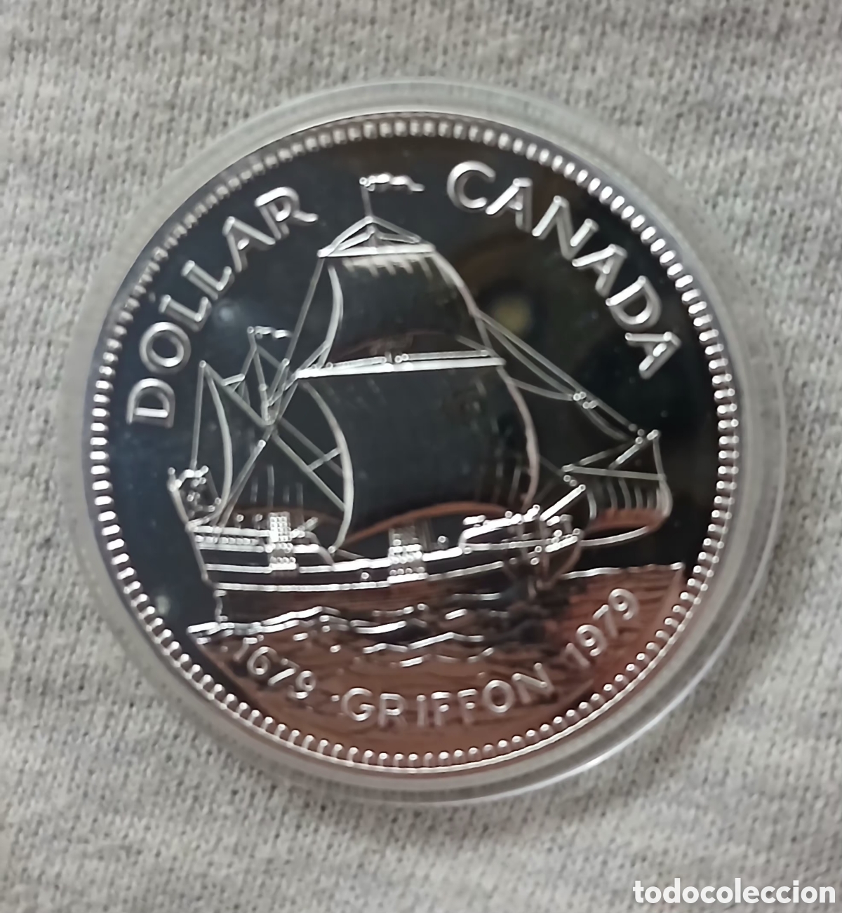 Monedas antiguas de Am&eacute;rica: PLATA Canad&aacute; 1 d&oacute;lar, 1979 300 aniversario del barco &rdquo;Griffon&rdquo;