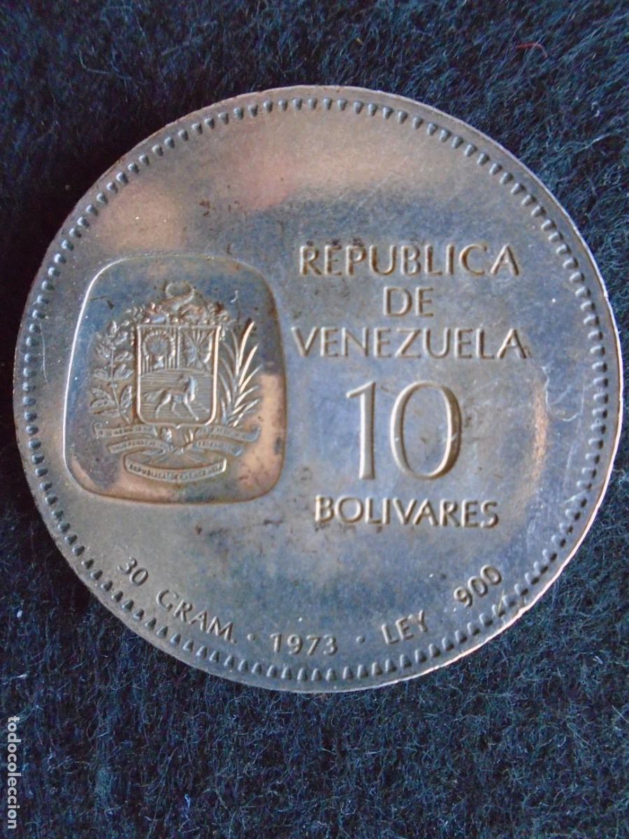 Monedas antiguas de Am&eacute;rica: (MO-260905)10 Bolivares. Plata (.900). Venezuela - 1973