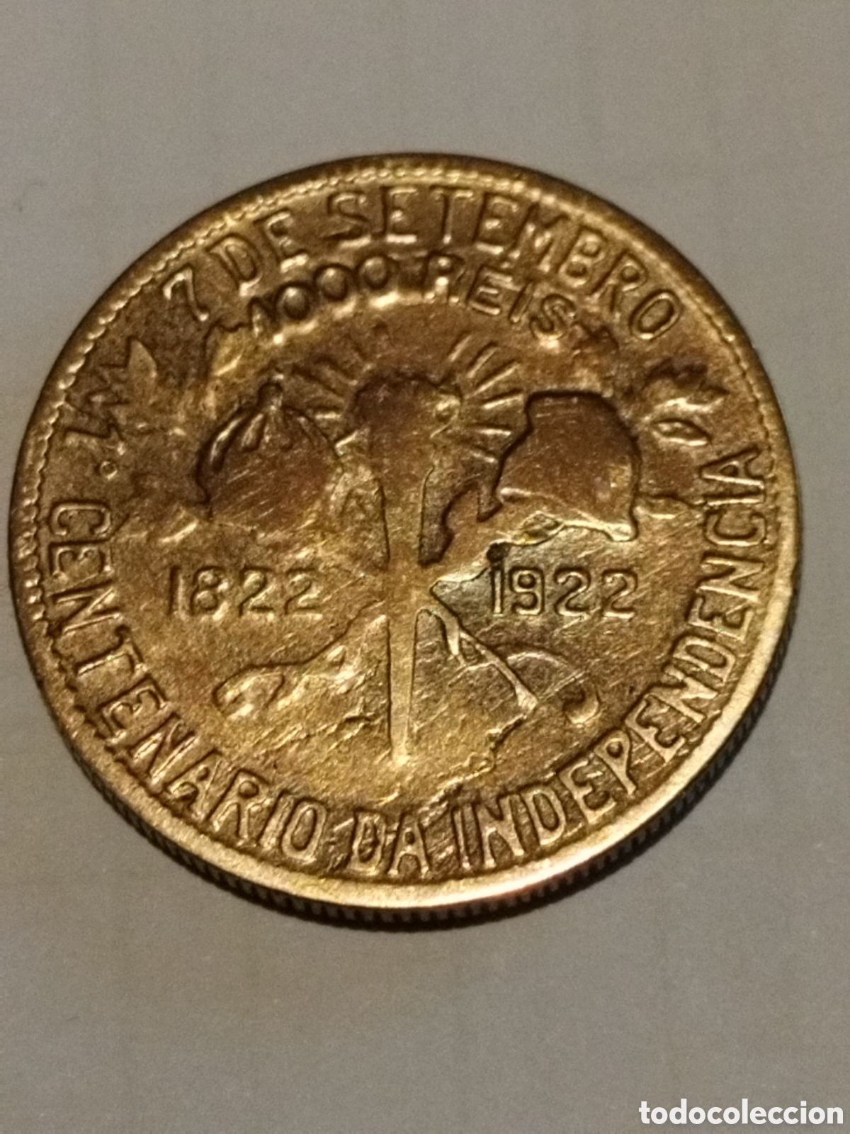 Monedas antiguas de Am&eacute;rica: Brasil moneda conmemorativa de 1000 reis de 1922 km#522.1