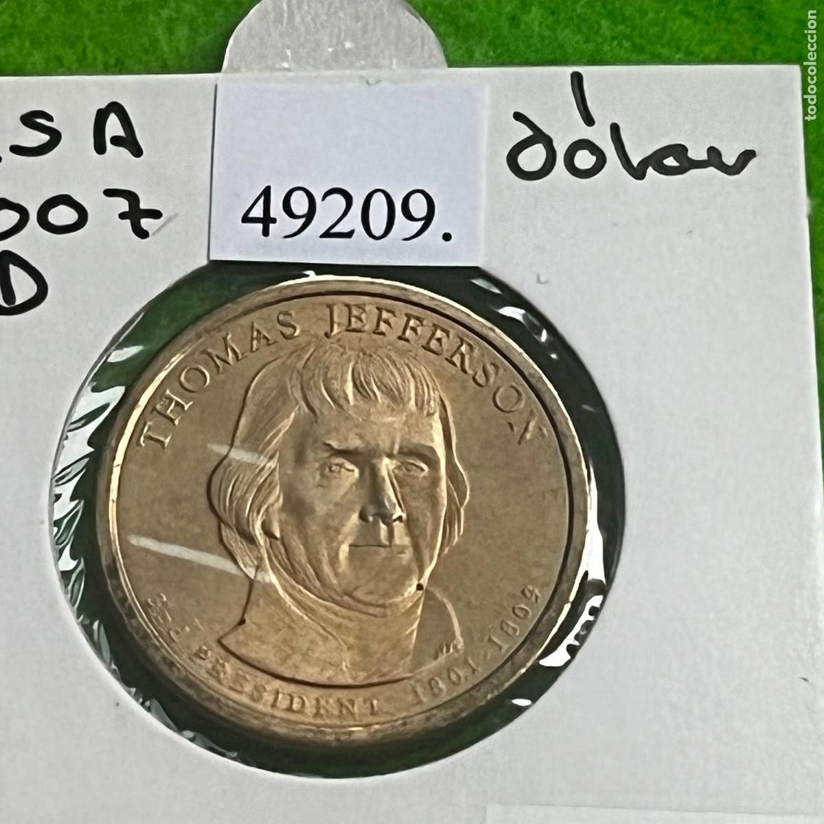 Monedas antiguas de Am&eacute;rica: Estados Unidos Am&eacute;rica, 1 dolar 2007 D, Thomas Jefferson, USA
