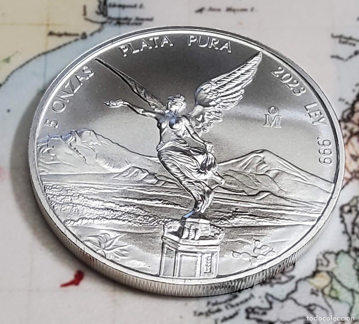 Monedas antiguas de Am&eacute;rica: 5 ONZAS DE MEXICO DEL A&Ntilde;O 2023.BRILLANT UNCIRCULATED.PLATA PURA DE LEY 9999