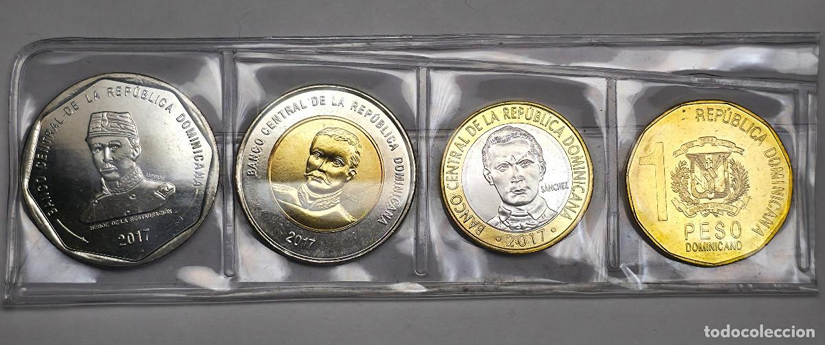 Monedas antiguas de Am&eacute;rica: SERIE 4 MONEDAS REPUBLICA DOMINICANA (1 PESO 2018), (5, 10 Y 25 PESOS 2017) SC