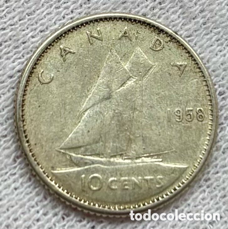 Monedas antiguas de Am&eacute;rica: Moneda PLATA CANAD&Aacute; 10 Cents 1958