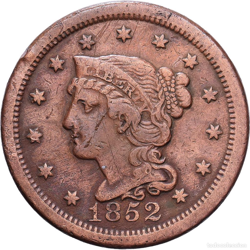 Monedas antiguas de Am&eacute;rica: [#1547451] Estados Unidos, 1 Cent, Braided Hair, 1852, Philadelphia, Cobre, MBC, KM:67