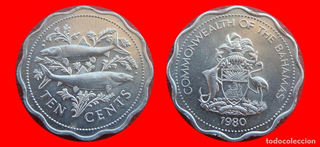 Monedas antiguas de Am&eacute;rica: 10 CENTAVOS CENTS CENTIMOS 1980 BAHAMAS-155804
