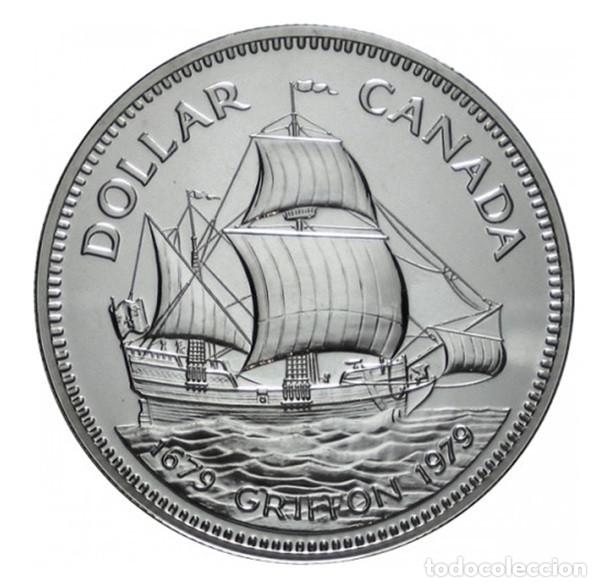 Monedas antiguas de Am&eacute;rica: CANADA 1 dolar plata 1979 VELERO GRIFF&Oacute;N