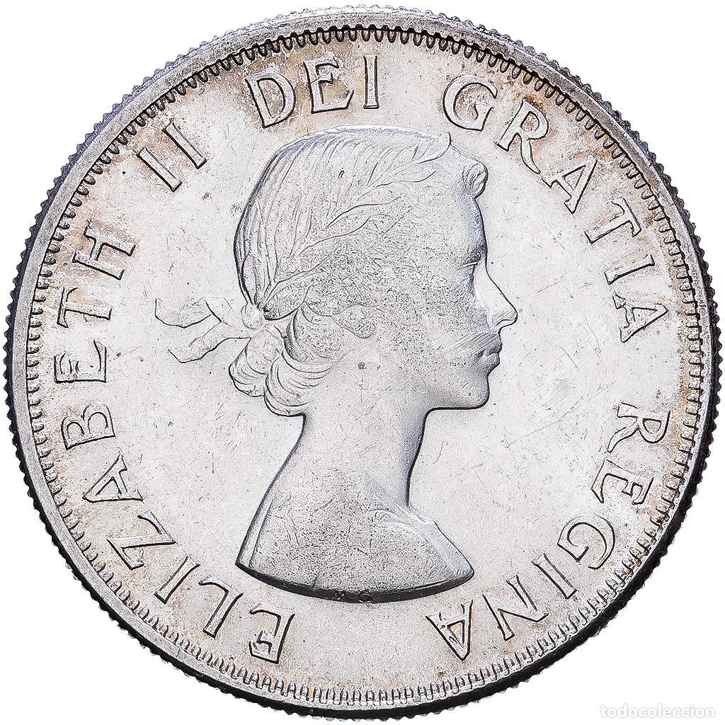 Monedas antiguas de Am&eacute;rica: [#1552324] Canad&aacute;, Elizabeth II, 50 Cents, 1957, Royal Canadian Mint, Plata, MBC+, KM:53