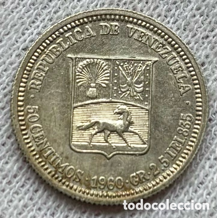 Monedas antiguas de Am&eacute;rica: Moneda PLATA VENEZUELA 50 Centimos 1960