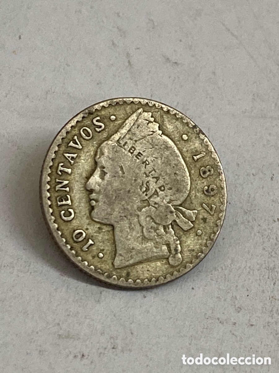 Monedas antiguas de Am&eacute;rica: Moneda moneda de 10 centavos de la Rep&uacute;blica Dominicana del a&ntilde;o 1897 L23