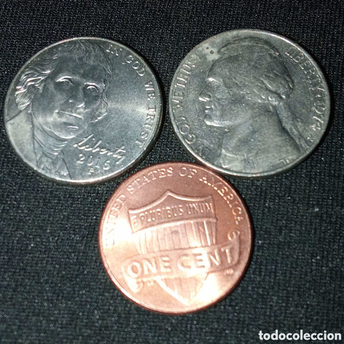 Monedas antiguas de Am&eacute;rica: Estados unidos 3 monedas distintas