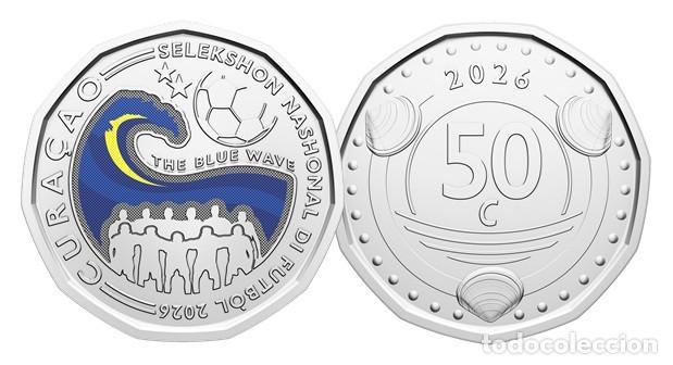 Monedas antiguas de Am&eacute;rica: CURAZAO (CURA&Ccedil;AO). 50 cents. S/C de tubo. Futbol, Mundial 2026.