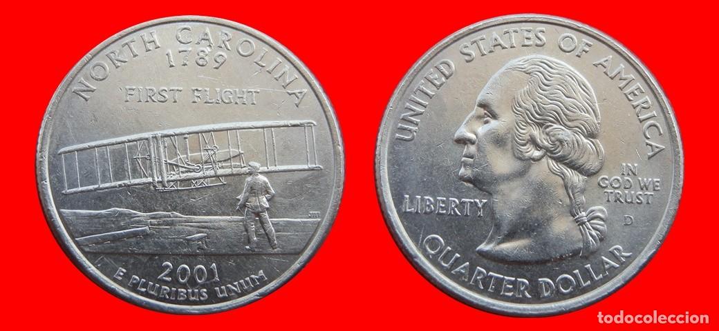 Monedas antiguas de Am&eacute;rica: 25 CENTAVOS QUARTER 2001-D NORTH CAROLINA SIN CIRCULAR USA-9165SC