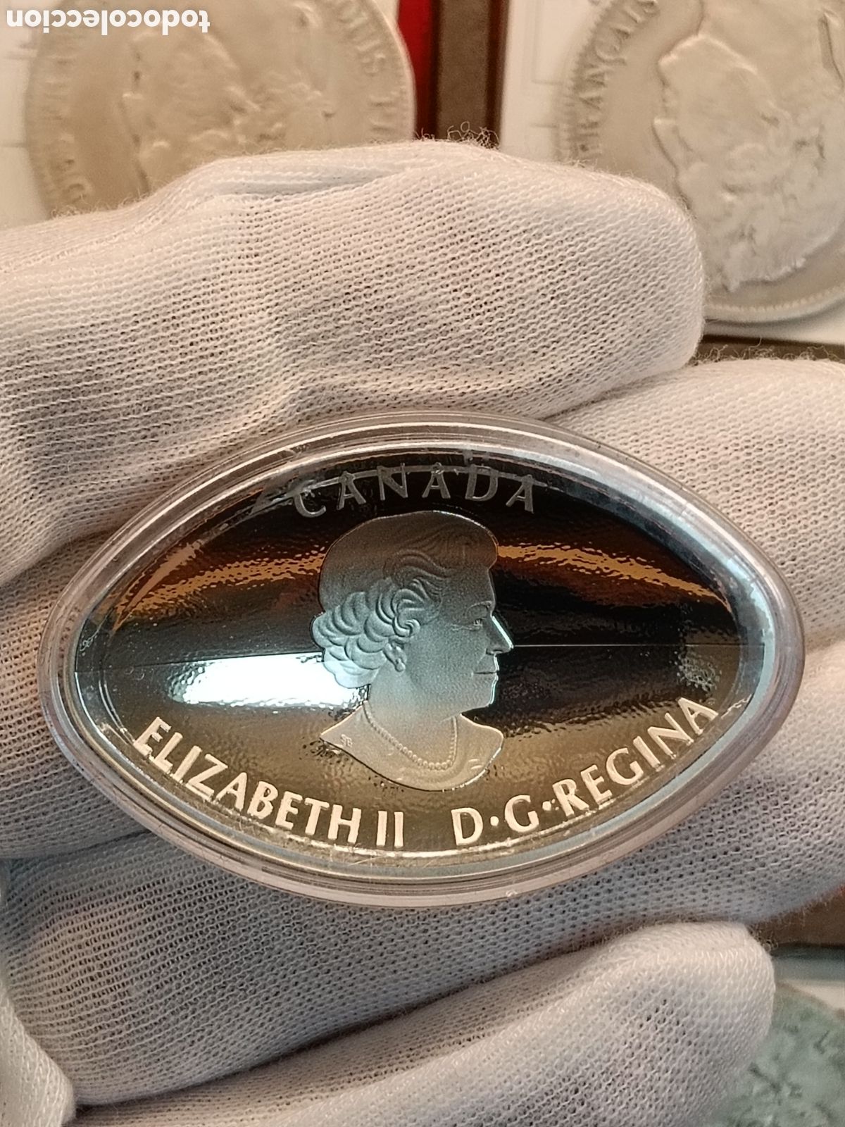 Monedas antiguas de Am&eacute;rica: 25 DOLARES 2017 CANADA 1 ONZA PLATA PURA Forma de bal&oacute;n de f&uacute;tbol americano y curva - Tirada: 8.500