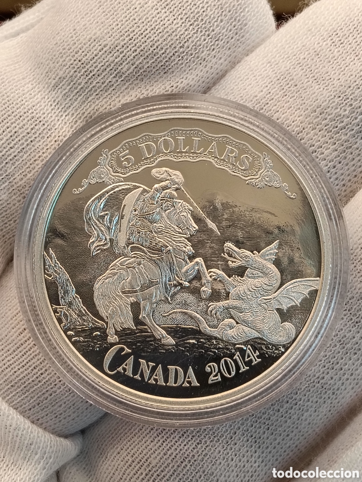 Monedas antiguas de Am&eacute;rica: CANADA 5 DOLARES A&Ntilde;O 2014. PLATA PURA 999. 23 g. SERIE BILLETES CANADIENSES . SAN JORGE