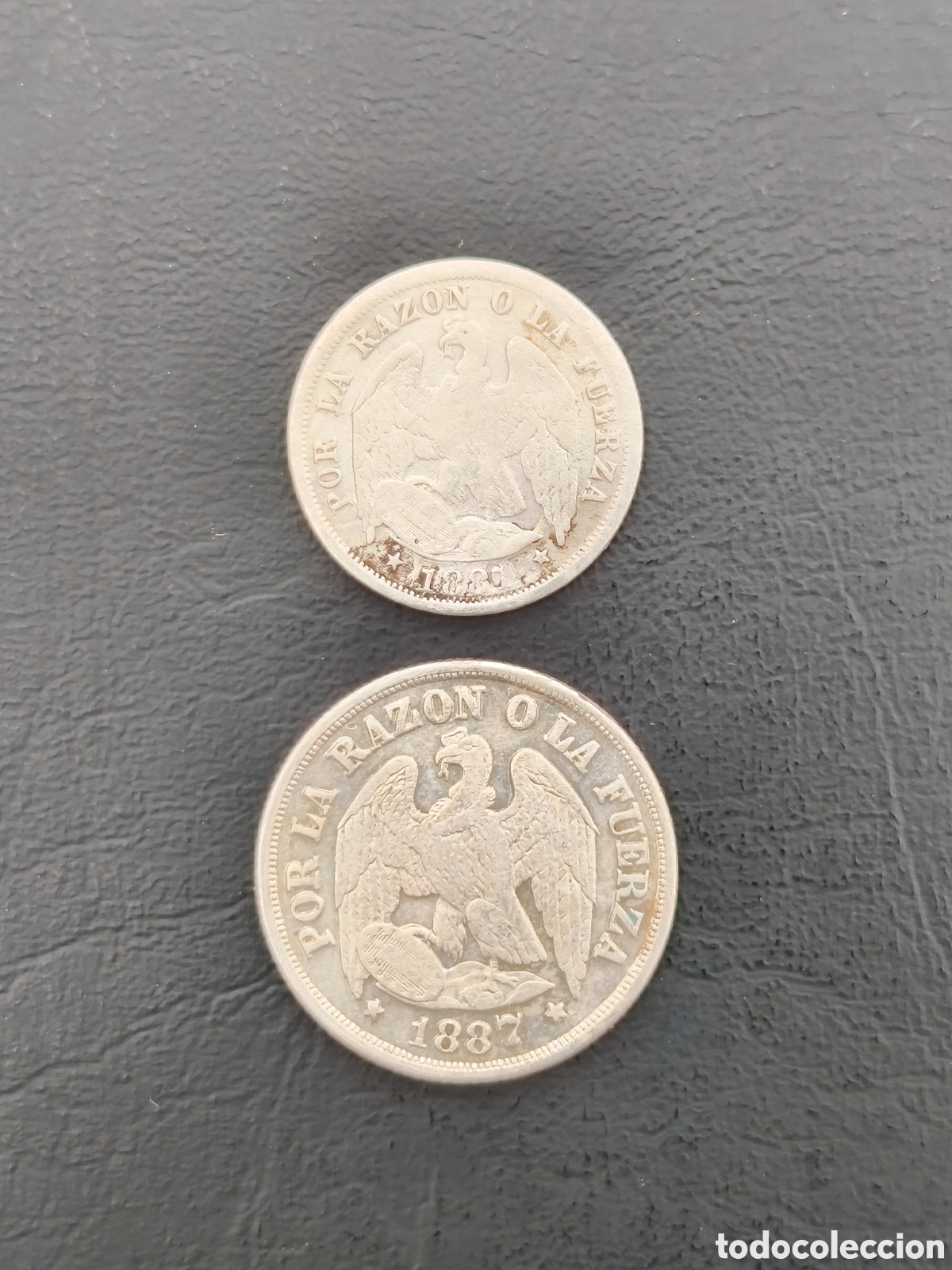 Monete antiche di America: Lote 2 monedas Chile plata 0.500
