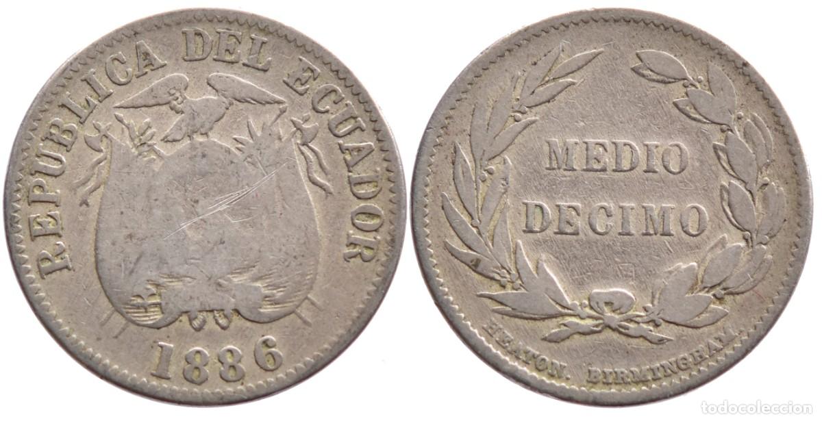 Monedas antiguas de Am&eacute;rica: ECUADOR 1/2 DECIMO 1886
