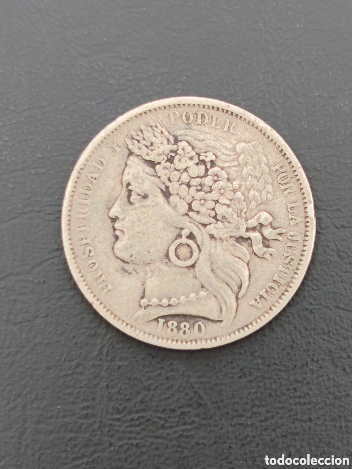 Monedas antiguas de Am&eacute;rica: 1 peseta Per&uacute; 1880 plata 0.900