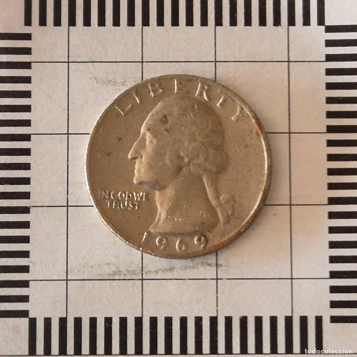 Monedas antiguas de Am&eacute;rica: 25 CENTAVOS, ESTADOS UNIDOS. 1969. (KM#164a).