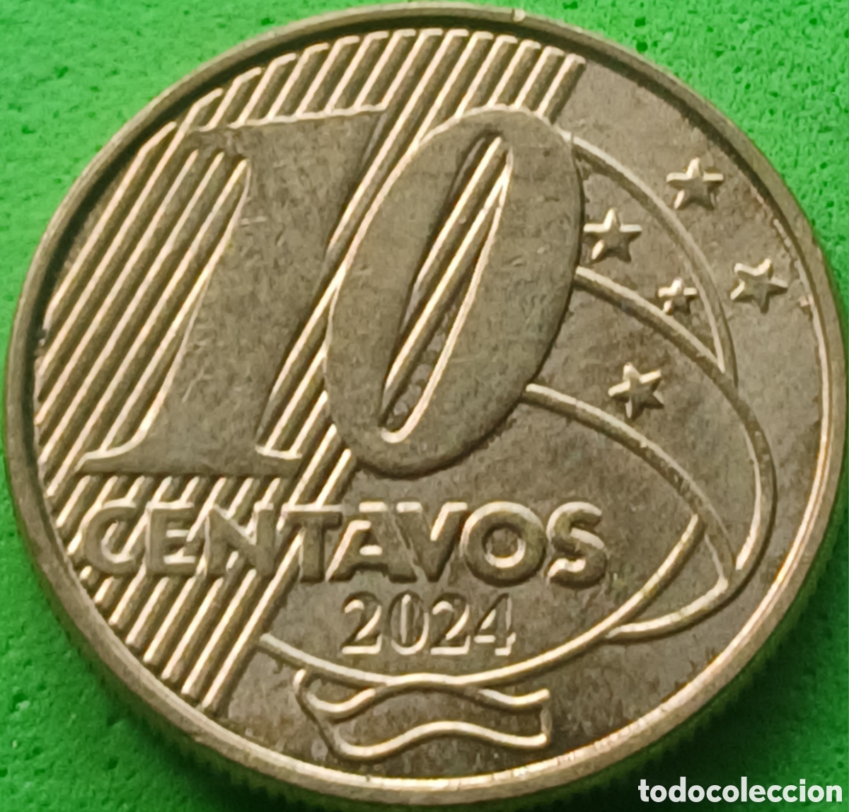 Monedas antiguas de Am&eacute;rica: Brasil 10 centavos 2024 km#649 poco com&uacute;n