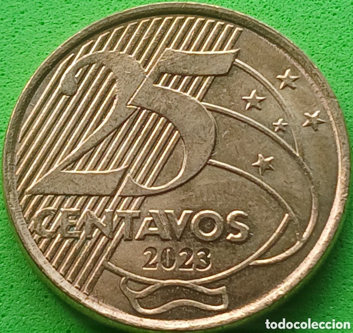 Monedas antiguas de Am&eacute;rica: Brasil 25 centavos 2023 km#650 poco com&uacute;n