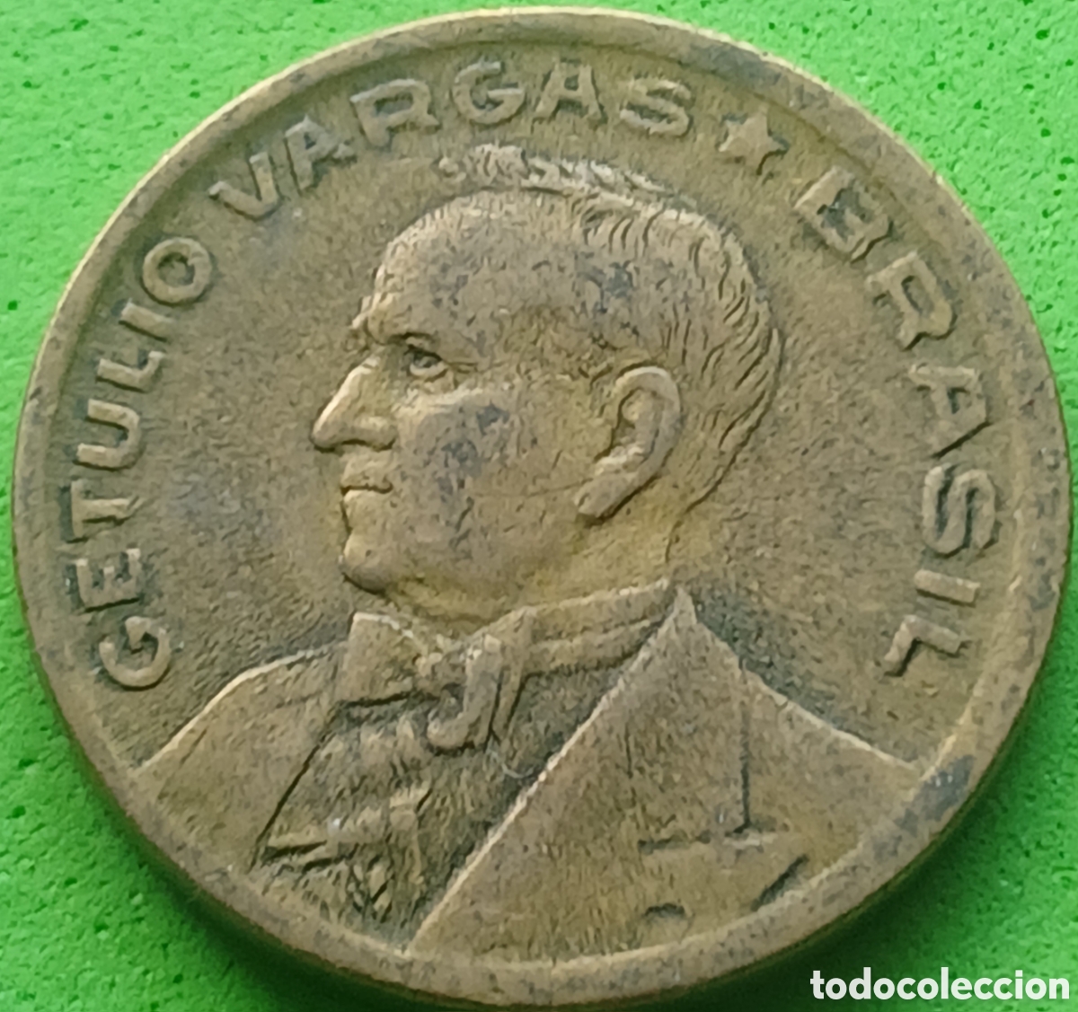 Monedas antiguas de Am&eacute;rica: Brasil 50 centavos 1944 km#557a marca de ceca &rdquo;OM&rdquo;en el reverso/ poco com&uacute;n