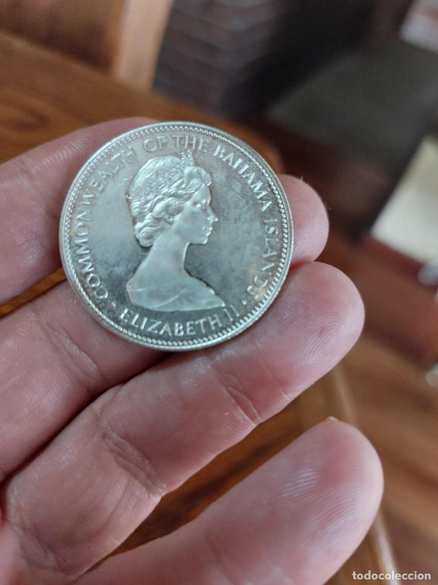 Monedas antiguas de Am&eacute;rica: Espectacular moneda un d&oacute;lar de las Bahamas, Queen Elizabeth II, plata, tirada solo31.000