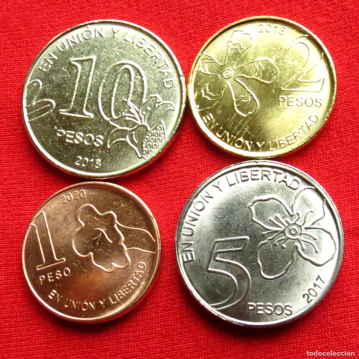 Monedas antiguas de Am&eacute;rica: Argentina serie 1 2 5 10 pesos 2017 2018 2020 UNC