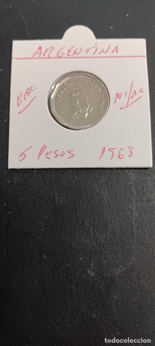Monedas antiguas de Am&eacute;rica: ARGENTINA 5 PESOS 1963 EBC KM=59 (NIQUEL-ACERO)