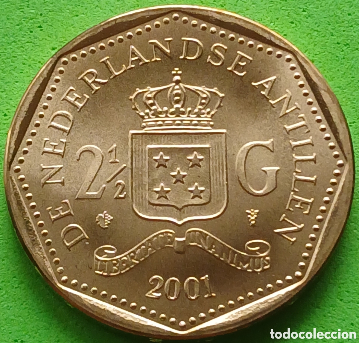 Monedas antiguas de Am&eacute;rica: Antillas Neerlandesas 2&frac12; gulden 2001 km#38 ESCASA!!